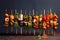 Skewered Vegetables on a Table - Colorful and Appetizing