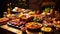 skewers table bbq food