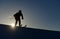 Ski athlete silhouette & skier`s adventure