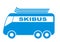 Ski bus, blue silhouette, eps.