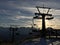 Ski chair lift in Chamois, Aosta Valley, at sunset