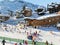 Ski children area in Avoriaz town in Alps, France
