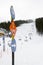 Ski direction and notices at slope, in famous ski resort in Bulgaria - Bansko