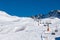 Ski holiday, sunny day in popular Alpine ski resort, Solda