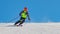A ski instructor while skiing alone in a ski resort