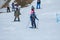 Ski Instructors teaching skiers in Sunny Day in Grandvalira Ski Station in Andorra