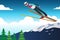 Ski Jumping Athlete in Competition Illustration