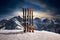 ski landscape, cross skis, ski touring equipments,