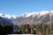 Ski lift on the background of the Dolomites.
