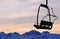 Ski lift chair on mountains