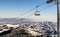 Ski lift with chairs in Kopaonik resort in Serbia