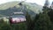 Ski lift in Flachau ski resort. Empty chair lift goes up in Austria Alps during summer covid-19 season