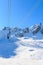 Ski lift Saulire. Ski Resort Courchevel wintertime
