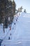 Ski lift and ski slope, Skiers climb the lift at  ski resort