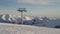 Ski lift time-lapse gondola. Winter snowy mountains at background