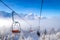 Ski lifts at Vogel mountains in winter, Slovenia.
