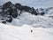 Ski mountaineering on the Sulzfluh. Winter wonderland in the Swiss and Austrian Alps.Ski tour in the Ratikon St.Antonien