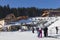 Ski park Kubinska Hola. Slovakia. People and skis