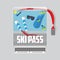 Ski Pass Template With Barcode. Red Ribbon .equipment for winter holidays.Flat Design