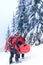 Ski patrol carry injured person in stretcher