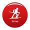 Ski race icon vector red