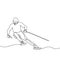 Ski racer continuous line drawing single hand drawn minimalism design