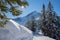 ski resort Alpspitze mountain, beautiful winter landscape upper bavaria