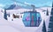 Ski resort background. Snow winter vacation sport skiing activities hotel in mountain tracks exact vector cartoon