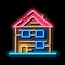 ski resort cabin building neon glow icon illustration