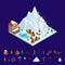 Ski Resort Concept and Elements 3d Isometric View. Vector