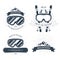 Ski resort emblem and labels with goggles, mountains - winter sp