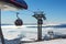 Ski resort. Gondola lift. Cabin of ski-lift in the ski resort