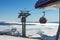 Ski resort. Gondola lift. Cabin of ski-lift in the ski resort