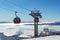 Ski resort. Gondola lift. Cabin of ski-lift in the ski resort