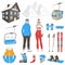 Ski resort icons set vector