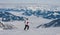 Ski resort of Kaprun, Woman and Kitzsteinhorn glacier. Austria