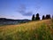 Ski resort landscape at dusk