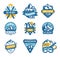 Ski resort logo emblems, labels badges vector