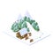 Ski Resort. Mountain landscapes. Vector isometric illustrations.