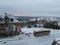 Ski resort in Poland. Snow, mountains and the setting sun.