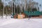 Ski resort. Ski base top view. Winter sport. Winter in Siberia. Winter landscape