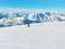 Ski resort slopes aerial view, France