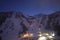 Ski resort town skyline night