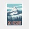 Ski resort winter travel poster vintage vector illustration design, the matterhorn mountain in switzerland