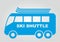 Ski shuttle bus, web symbol, blue color, eps.