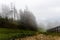 The ski slope from 1400 m in autumn season