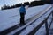 The ski slope for children. Carpet conveyor belt for skiers and snowboarders at resort in Szczyrk.Empty lift in winter season at