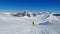 Ski slope on the Diablerets glacier and Sanetschpass. Winter scene in Switzerland.