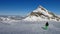 Ski slope on the Diablerets glacier, Switzerland. Mount Oldenhorn.