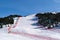 Ski slope in Grandvalira sli area in Andorra Pyrenees Mountains